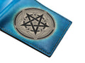 Custom Engraved Leather Wallet, Pentagram Pattern, Anniversary Gift