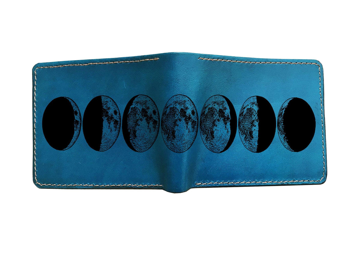 Personalized Solar System Leather Wallet: Astronomy Art, RFID Blocking