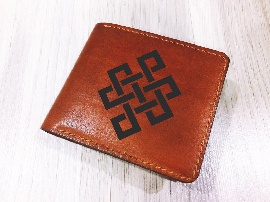 Custom Engraved Leather Wallet, Bodhi Tree, Handmade