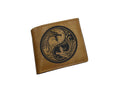 Personalized Leather Bifold Wallet: Dragon Yin Yang Engraved