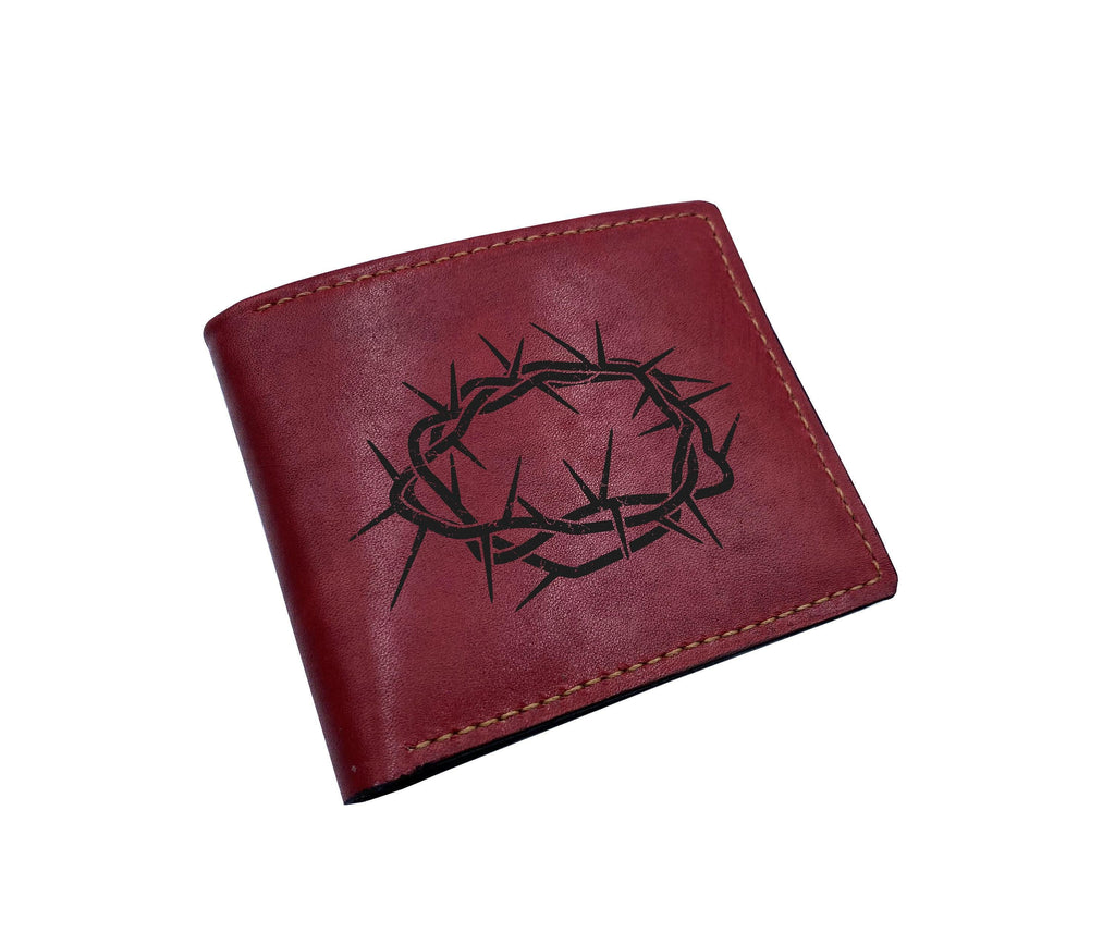 Handmade Leather Bifold Wallet: Jesus Christ Art, Christian Gift