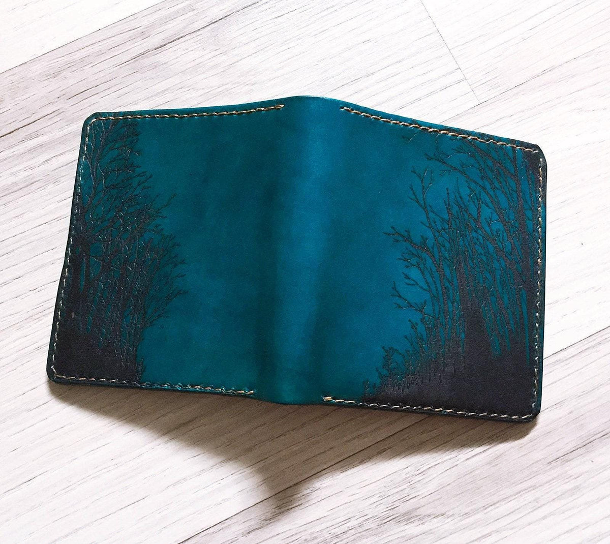 Handmade Leather Forest Wallet, Personalized Gift