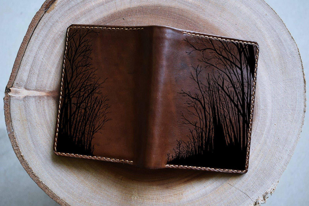Handmade Leather Forest Wallet, Personalized Gift