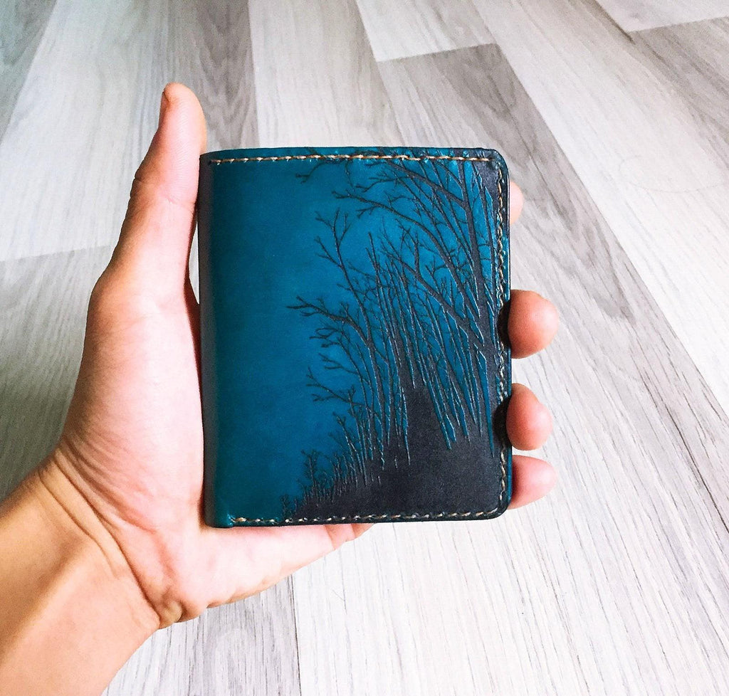 Handmade Leather Forest Wallet, Personalized Gift