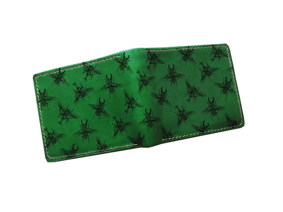 Custom Leather Wallet, Engraved Leopard Animal Pattern, Gift for Men