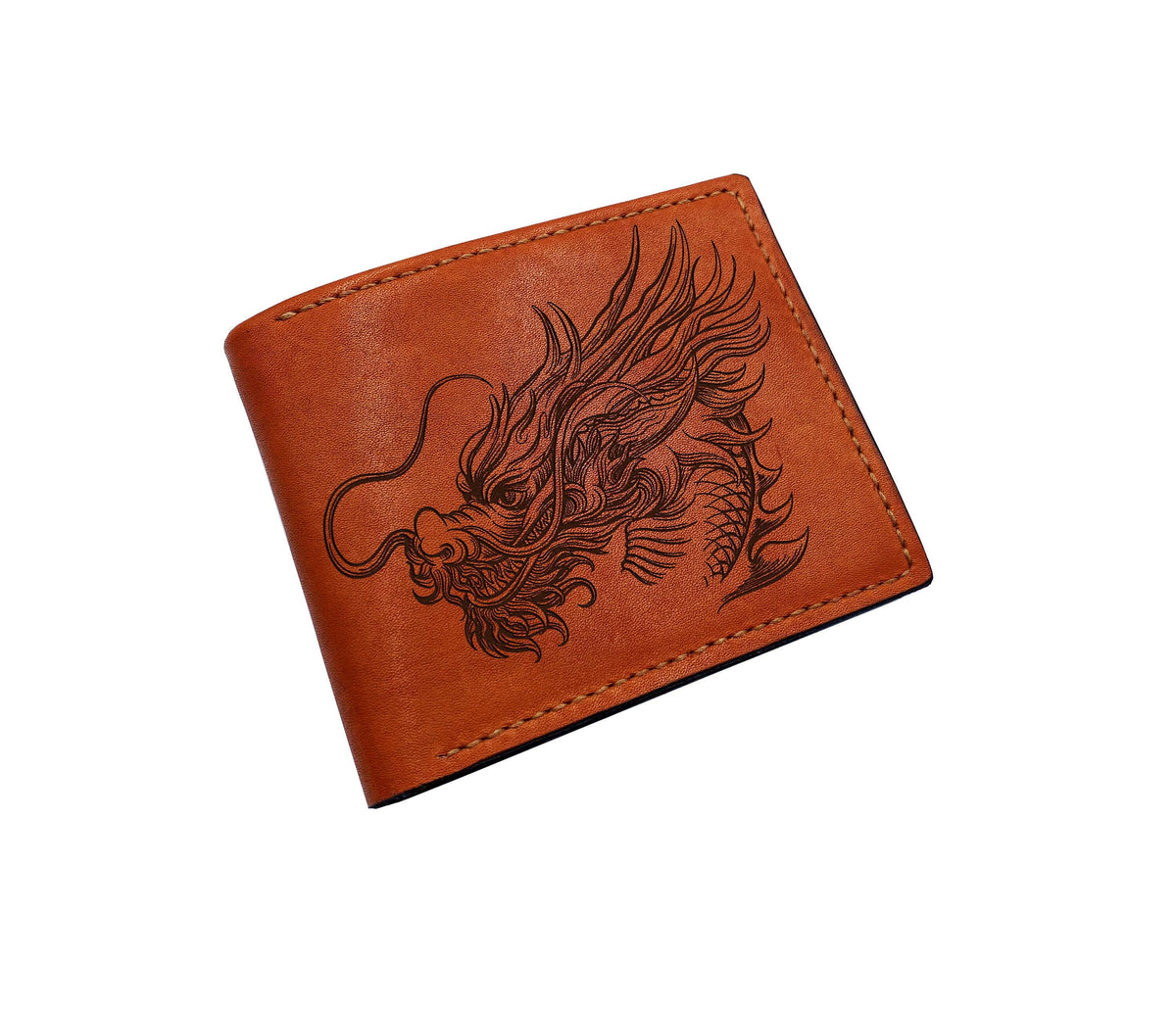 Oriental Dragon Leather Wallet: Handmade Eastern Style Men's Wallet
