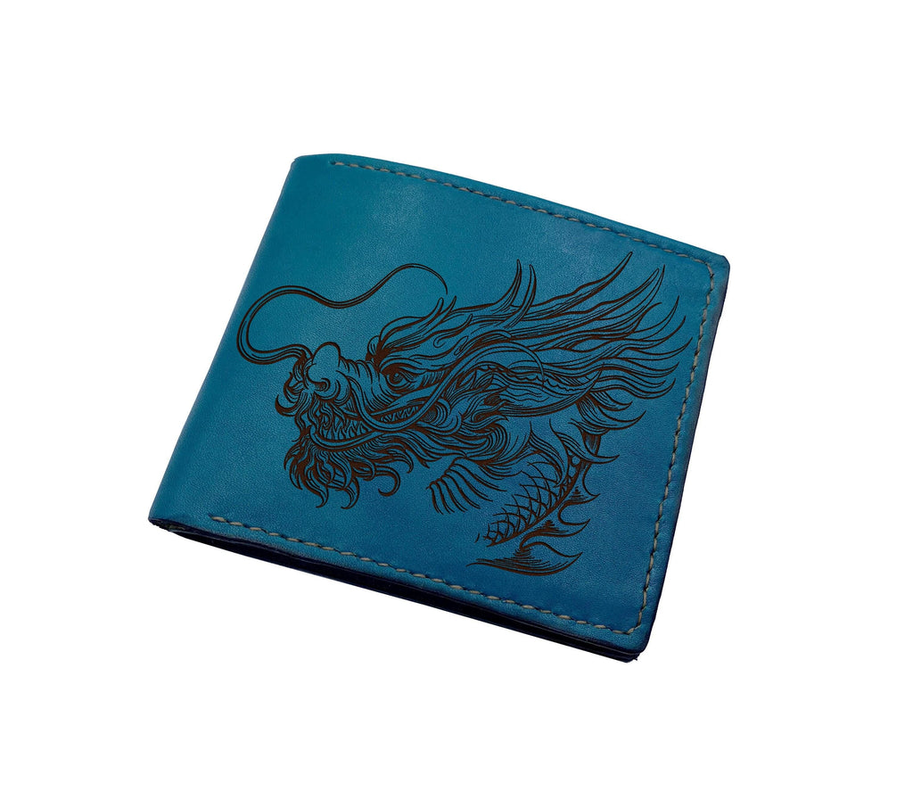 Oriental Dragon Leather Wallet: Handmade Eastern Style Men's Wallet