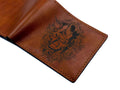 Personalized Leather Wallet, Japanese Oni Mask Art, Handmade