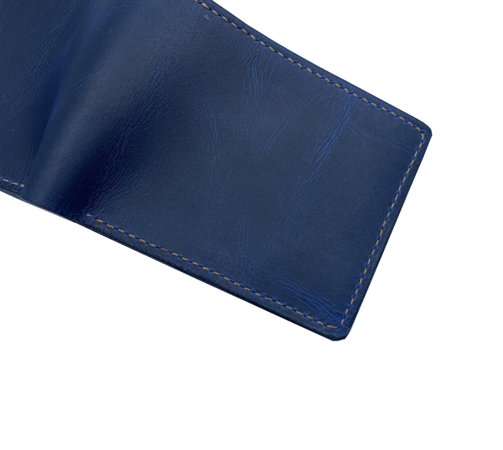 Personalized Leather Wallet, Distressed Midnight Blue, Engraved Gift