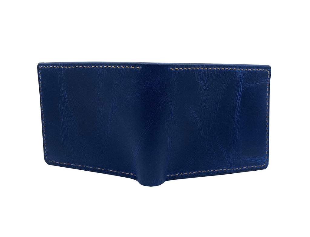 Personalized Leather Wallet, Distressed Midnight Blue, Engraved Gift
