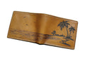 Personalized Beach Leather Wallet: Handmade Engraved Gift