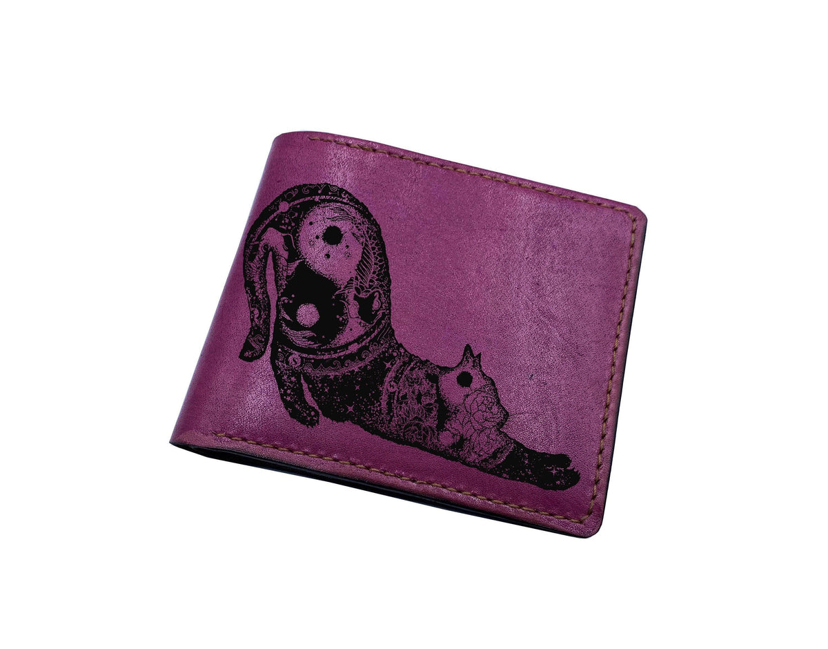 Custom Cat Tattoo Leather Wallet: Personalized Pet Art Gift