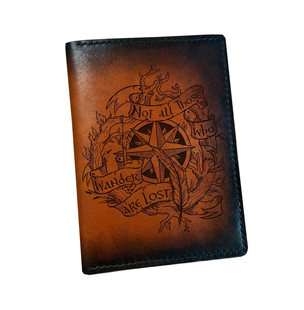 Wanderlust leather handmade wallet, travel meaningful passport wallet, custom adventure gift