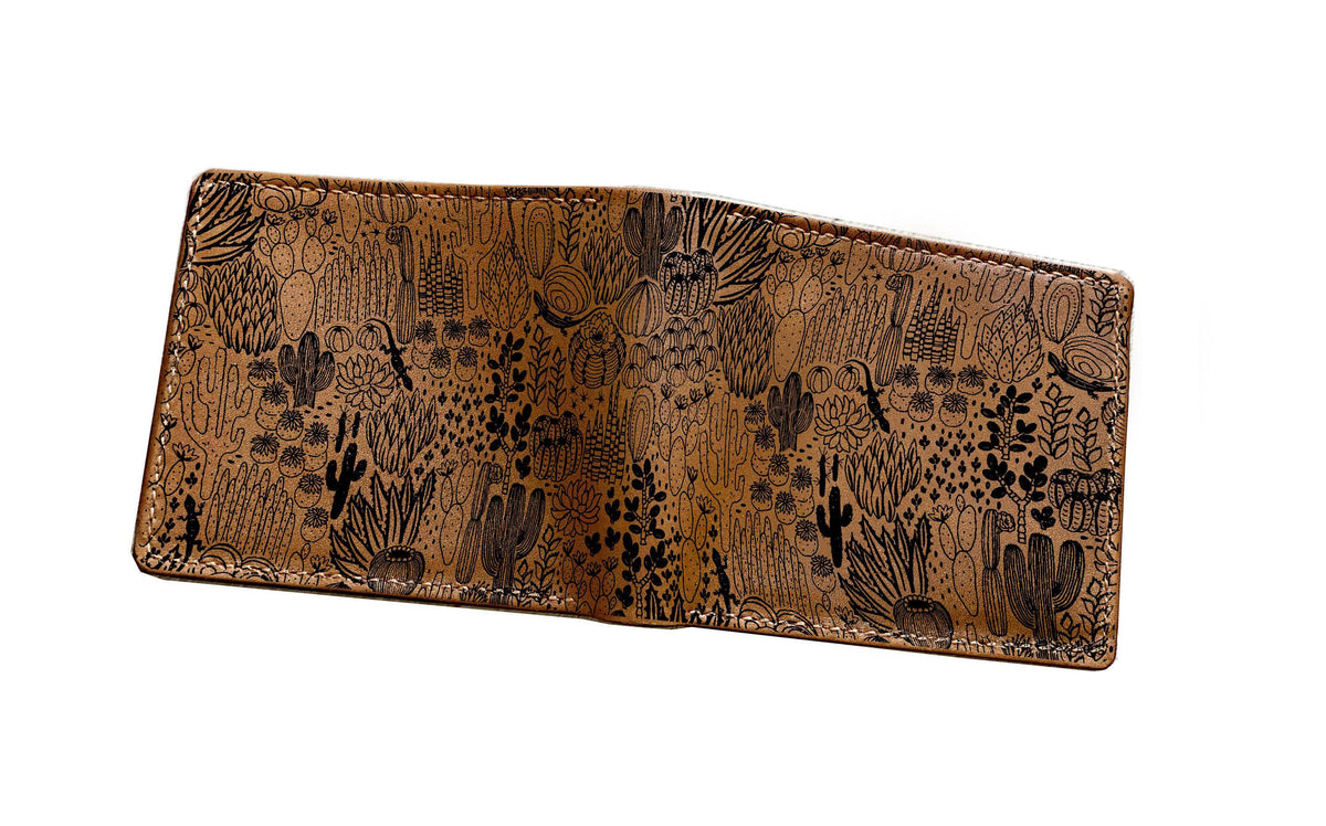 Personalized Leather Wallet: Winter Tree Landscape, Handmade