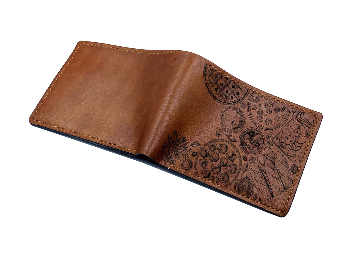 Fast Food Pattern Leather Wallet, Chef Gift