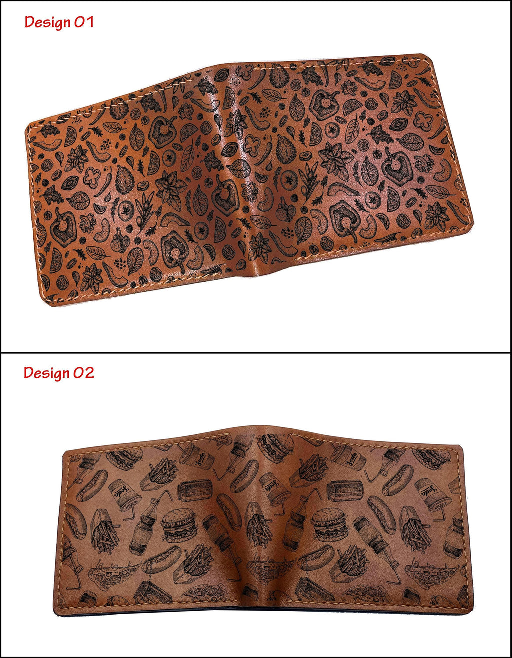 Fast Food Pattern Leather Wallet, Chef Gift