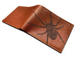 Spider Sketch Leather Wallet, Handmade Animal Design Bifold