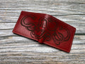 Handmade Leather Wallet, Engraved Snake Skull Pattern, Personalized Gift for Him