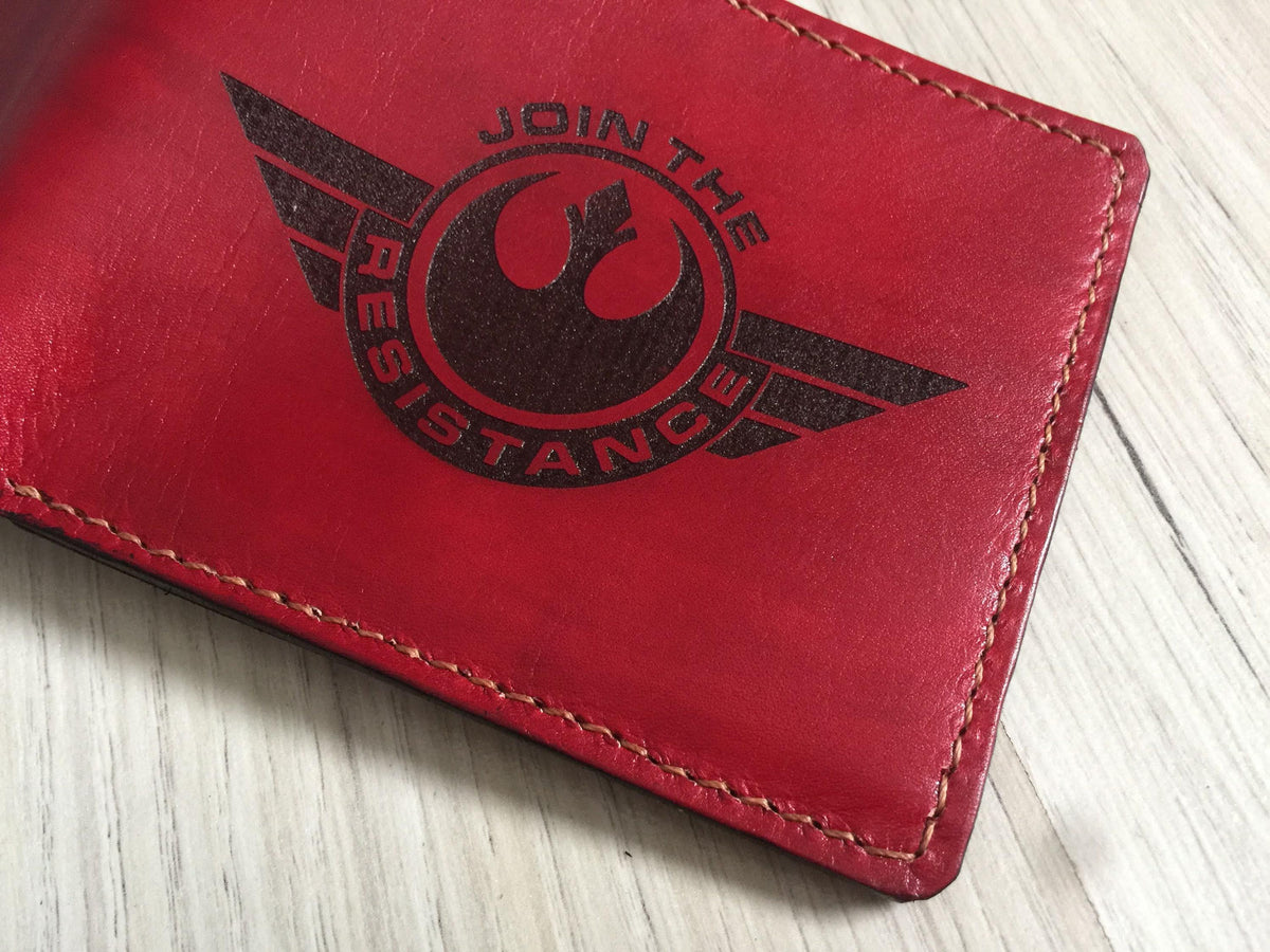 Personalized Star Wars Leather Wallet, Rebel Alliance Logo, Handmade