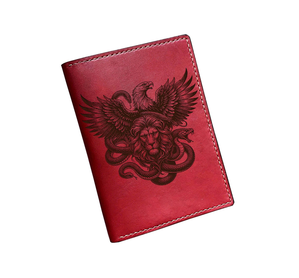 Customized genuine leather wallet, Animal sketching gift, Predator engraving gift ideas