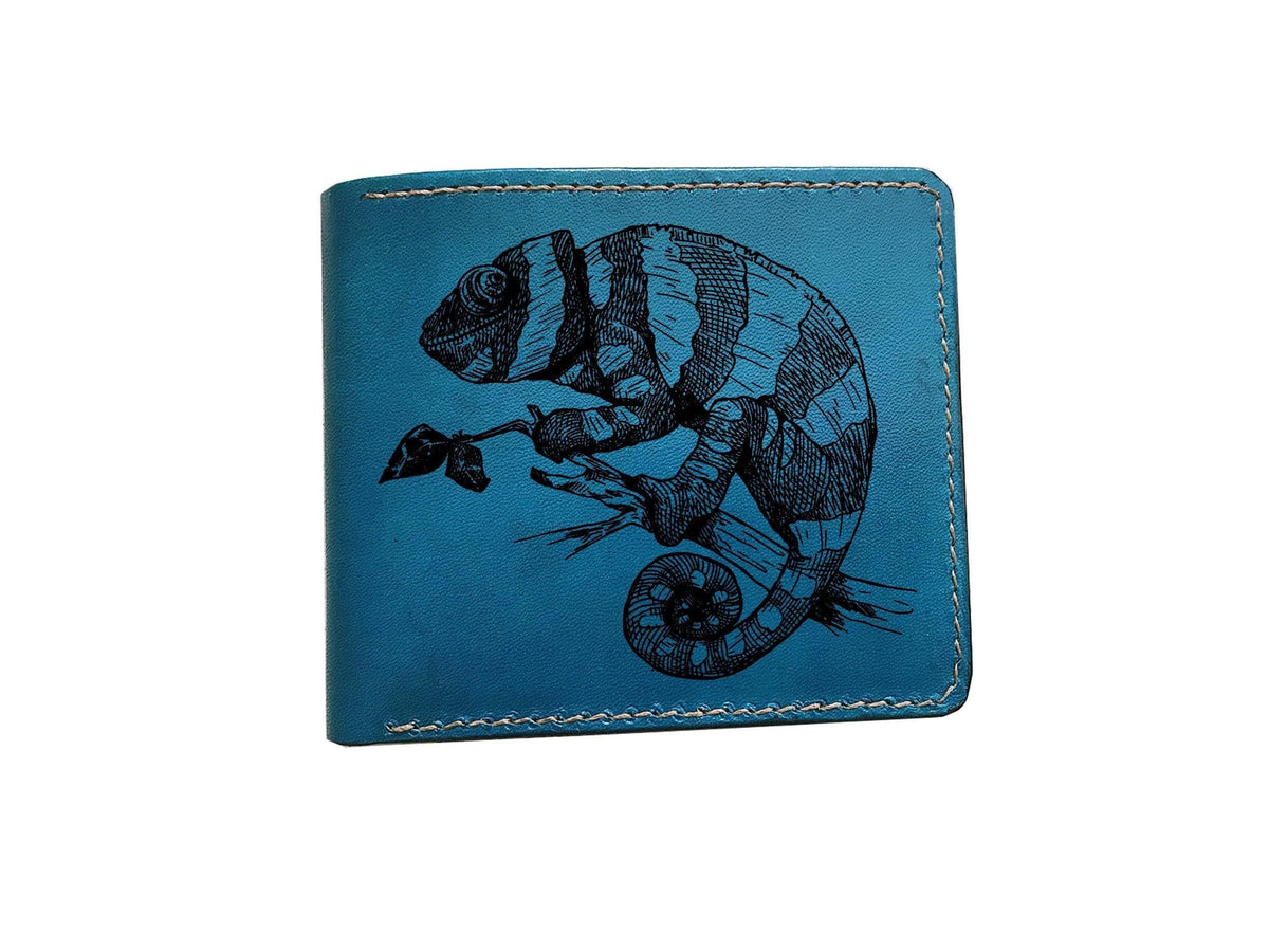 Gecko Leather Wallet: Personalized Animal Pattern, Handmade