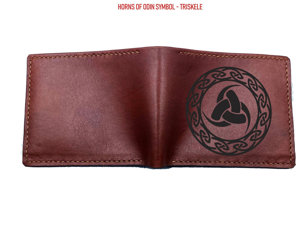 Custom Loki Celtic Leather Wallet, Norse Runes Gift