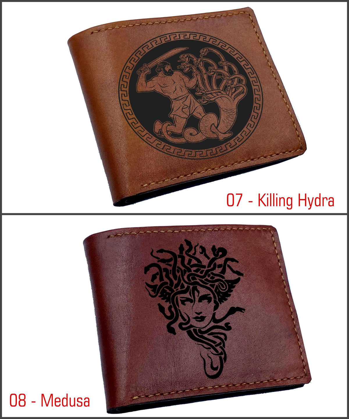 Custom Engraved Leather Wallet, Centaur Skeleton Art, Handmade