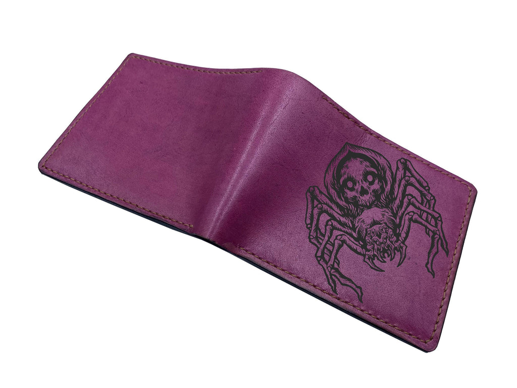 Vampire Bat Leather Wallet, Horror Art Gift for Men