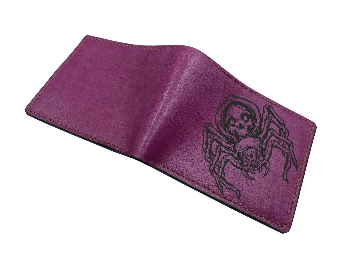 Vampire Bat Leather Wallet, Horror Art Gift for Men