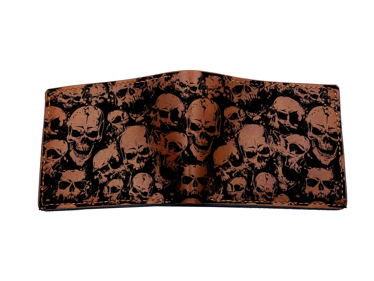 Handmade Leather Men's Wallet: Skull Octopus Pattern, Horror Gift