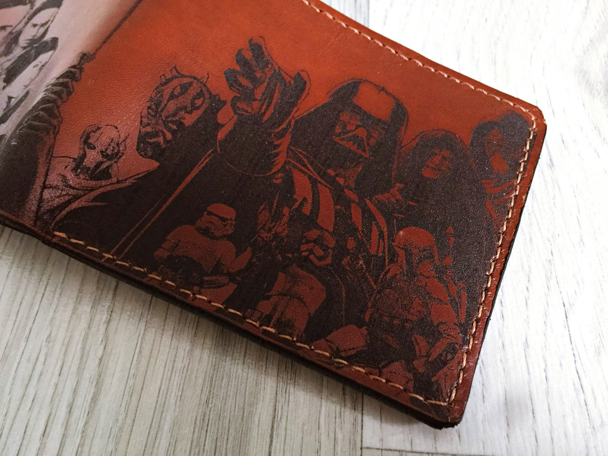 Personalized Star Wars Leather Wallet, Handmade Engraved Gift
