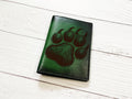 Engraved Bear Paw Leather Passport Wallet: Handmade Travel Gift