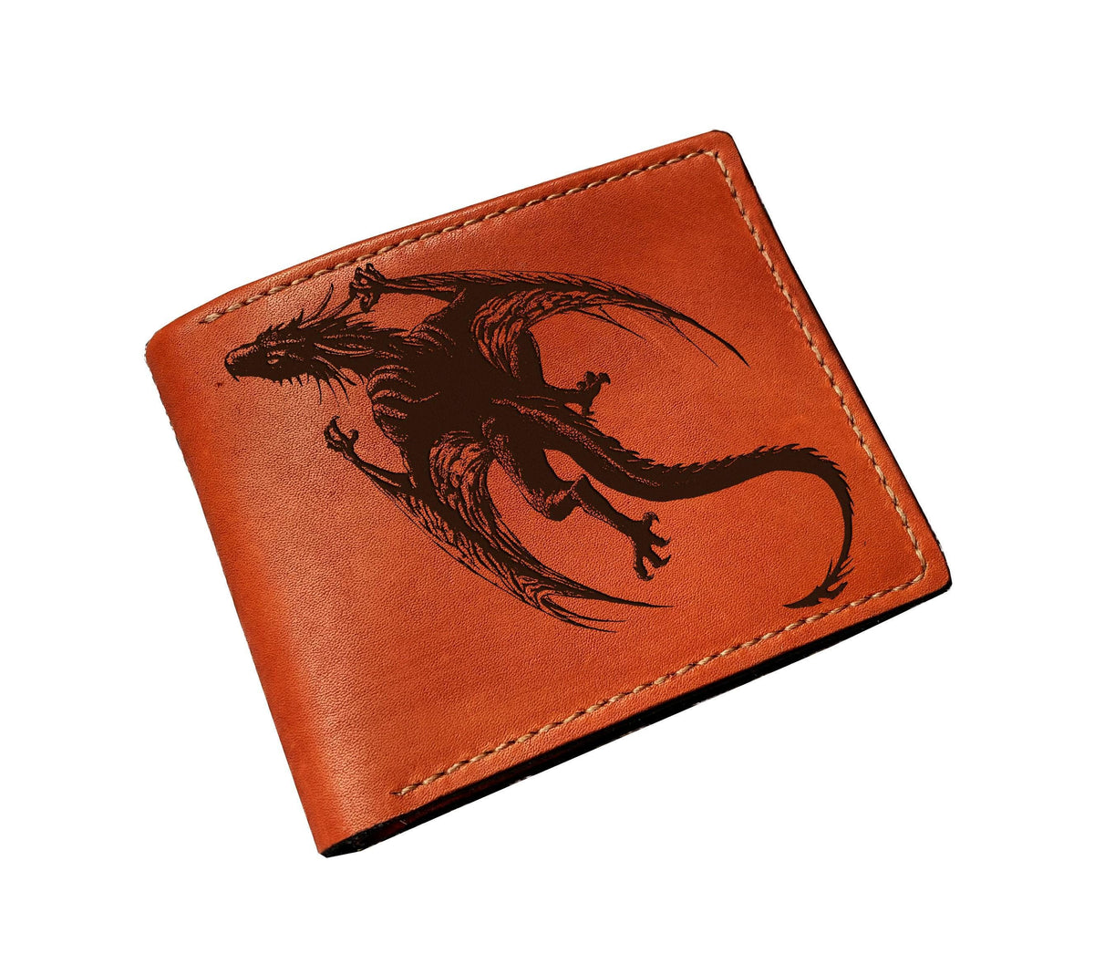 Dragon leather handmade wallet, personalized gift for men, dragon travel case