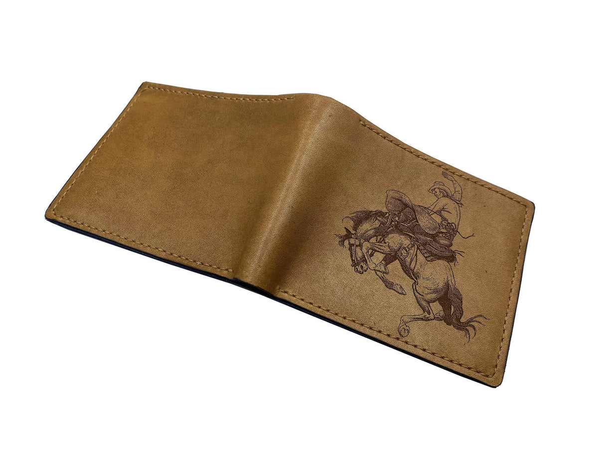 Handmade Leather Cowboy Wallet, Wild West Style, Personalized Gift