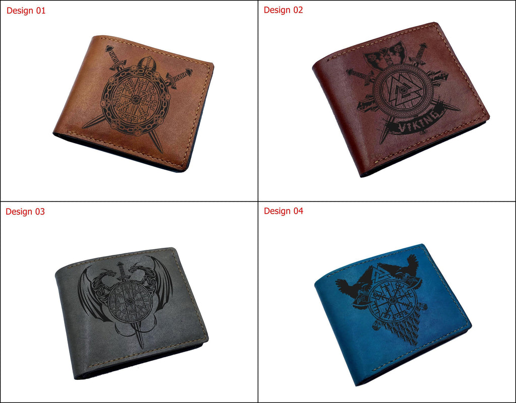 Custom Leather Viking Wallet: Scandinavian Warrior Engraved