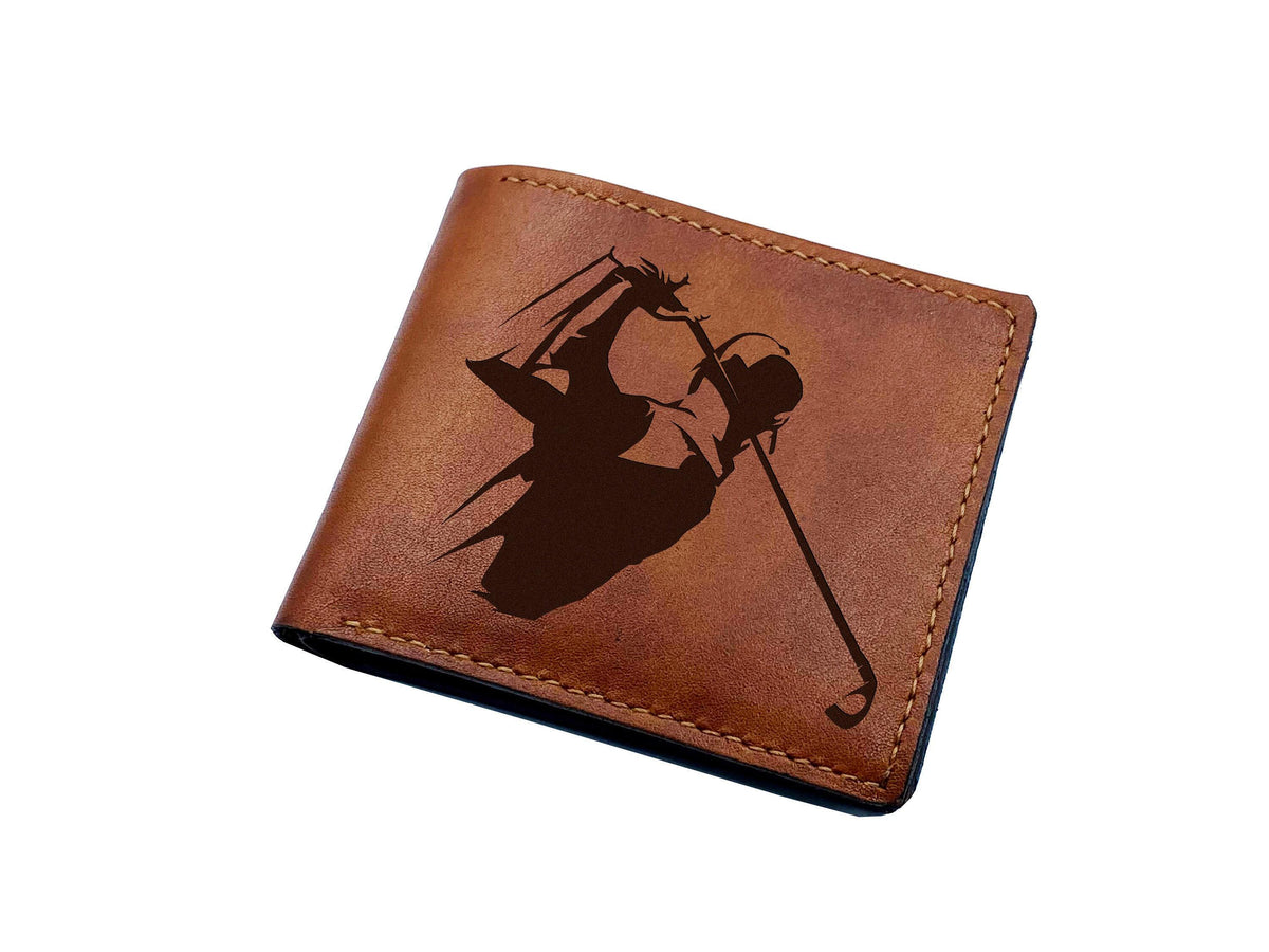 Golf Leather Wallet, Custom Engraved, Handmade Men's Gift