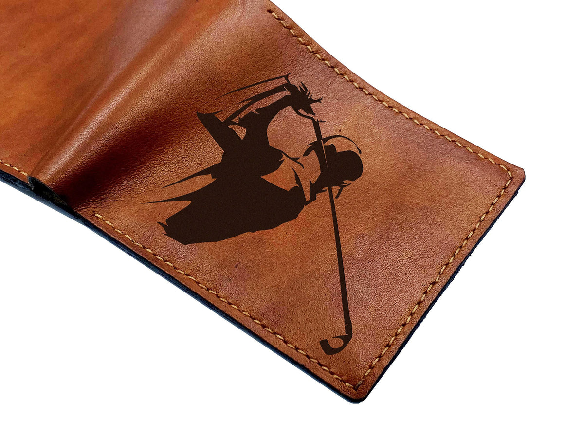 Golf Leather Wallet, Custom Engraved, Handmade Men's Gift