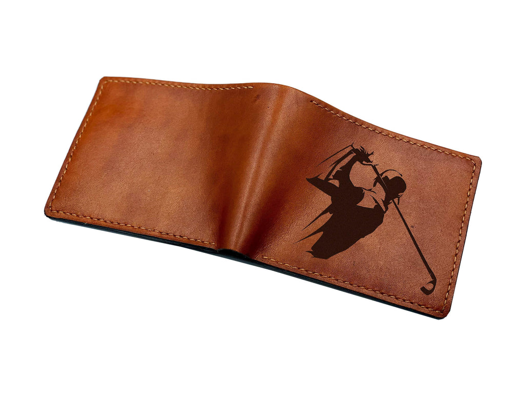 Golf Leather Wallet, Custom Engraved, Handmade Men's Gift