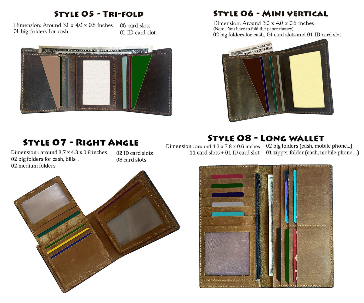 Golf Leather Wallet, Custom Engraved, Handmade Men's Gift