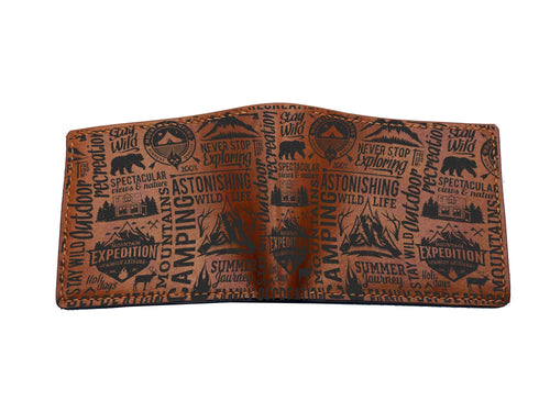 Adventure Typography Leather Wallet, Personalized Gift