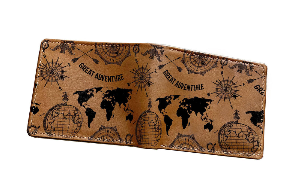 Adventure Typography Leather Wallet, Personalized Gift