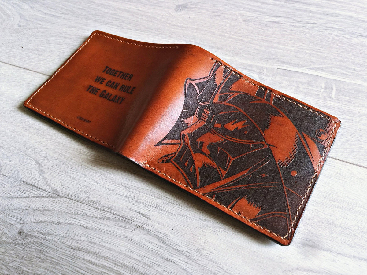 Personalized Darth Vader Leather Wallet: Handmade Star Wars Gift