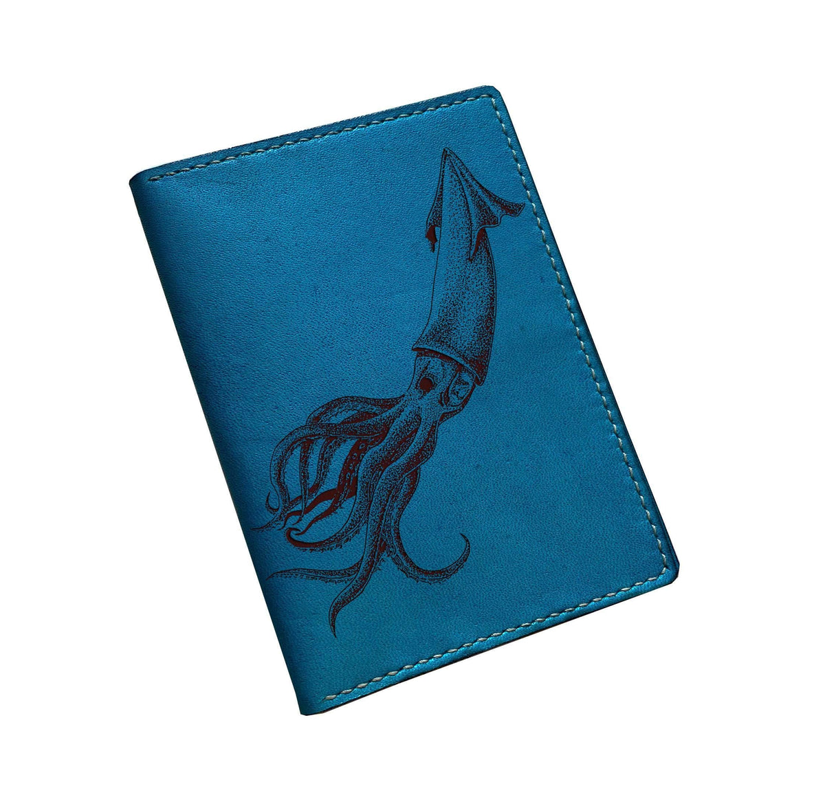 Squid handmade wallet, custom genuine leather wallet, Ocean animal gift ideas