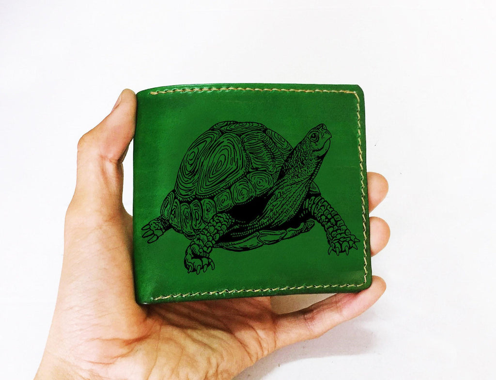 Personalized Leather Lobster Wallet: Engraved Animal Art, custom bifold wallet