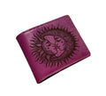 Handmade Leather Wallet, Moon and Sun Engraved Design, Anniversary Gift