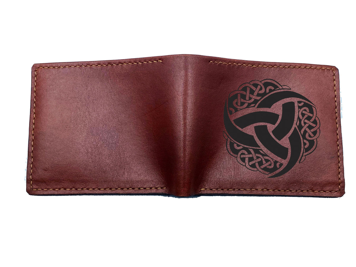 Personalized Leather Wallet: Viking Celtic Compass, Ancient Runes