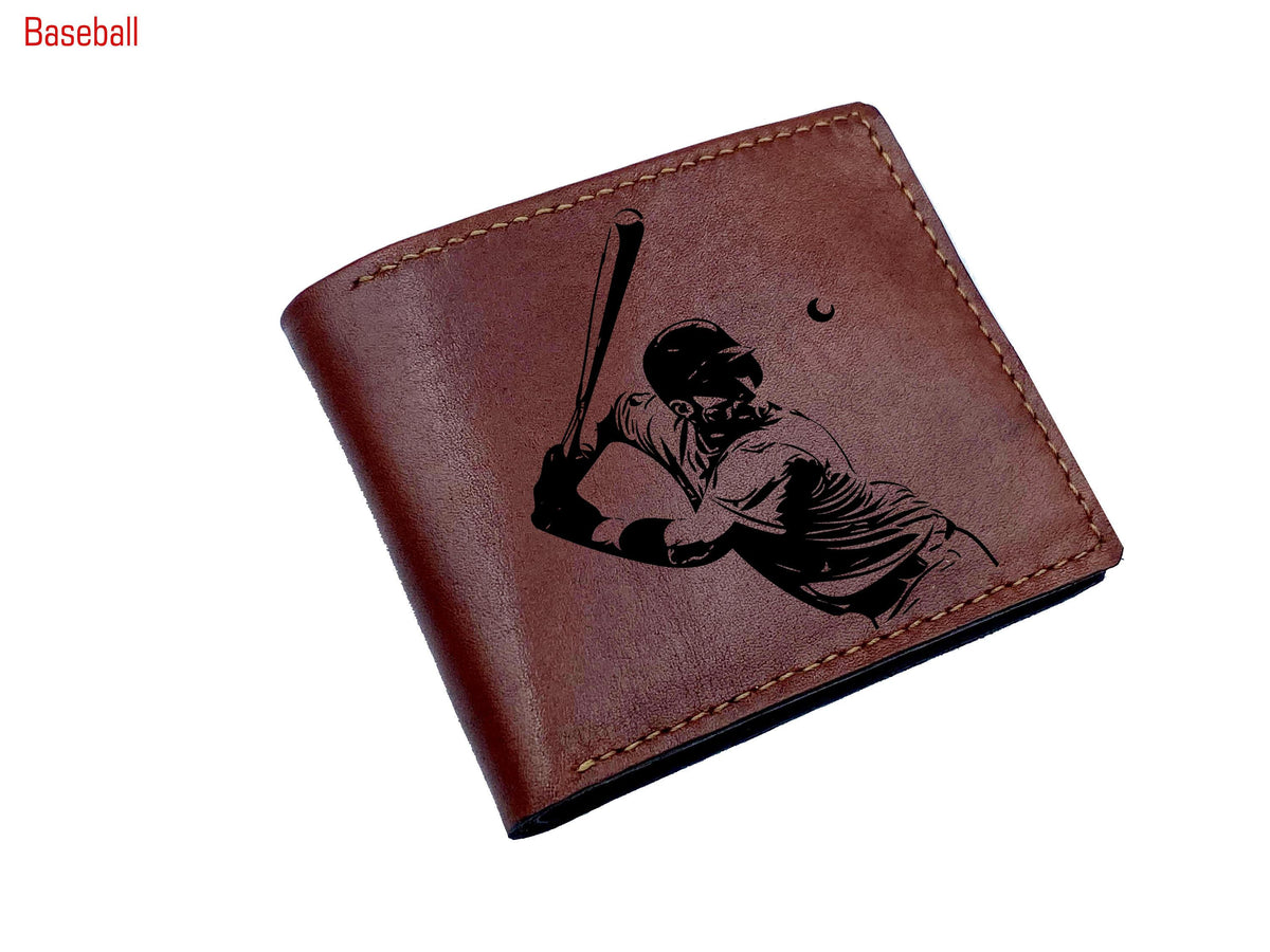 Custom Engraved Leather Wallet, American Football Player Gift