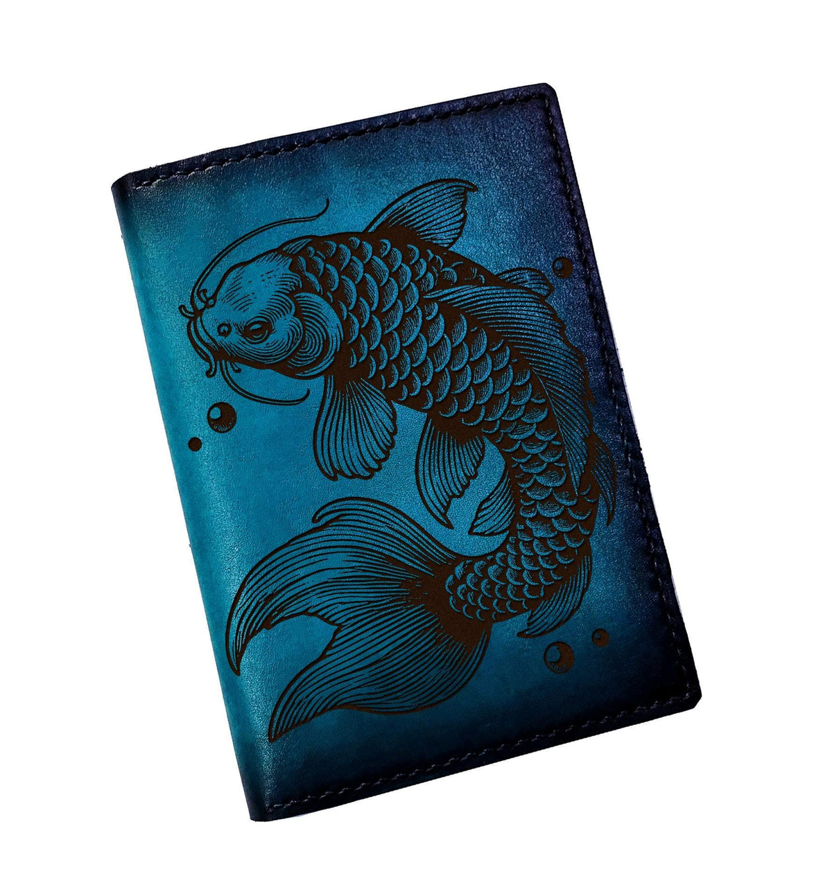 Koi Fish Leather Passport Wallet: Handmade Japanese Travel Wallet