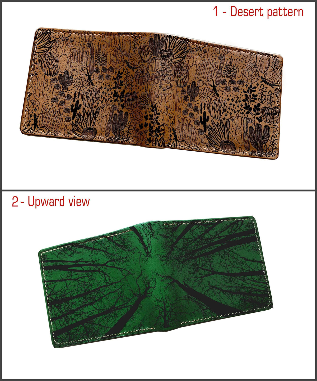 Handmade Leather Men's Wallet, Maple Leaf Engraving