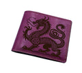 Engraved Dragon Leather Bifold Wallet with ID Card - Celtic Style